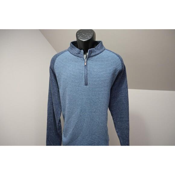 Fish Hippie 1/4 Zip Sweater Casual Blue Striped Pullover Mens Sz XL - Picture 3 of 9